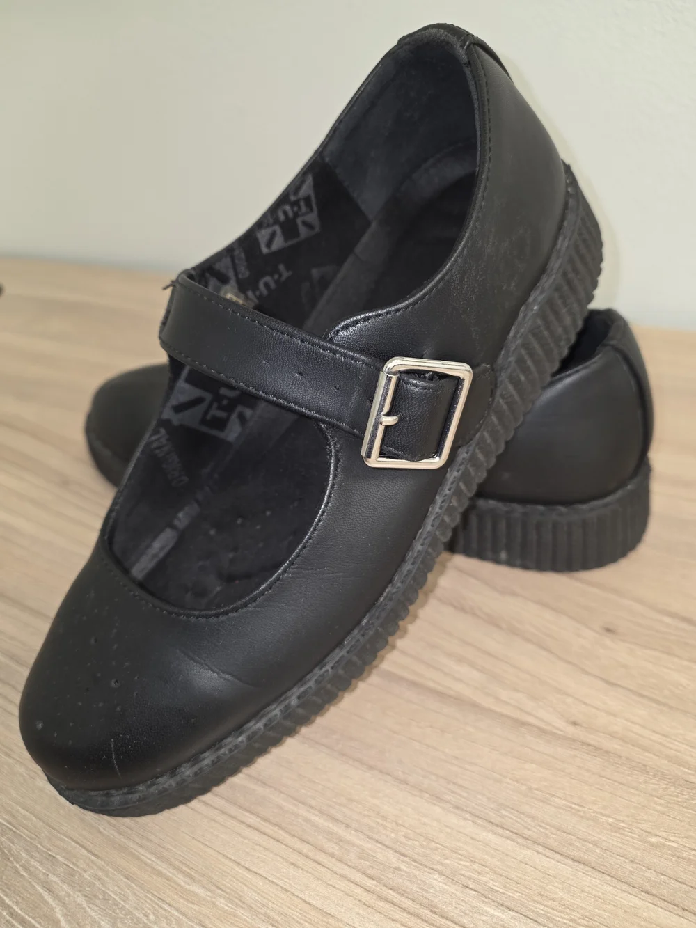 T.U.K Black Mary Jane Platform with Silver Buckle Accent